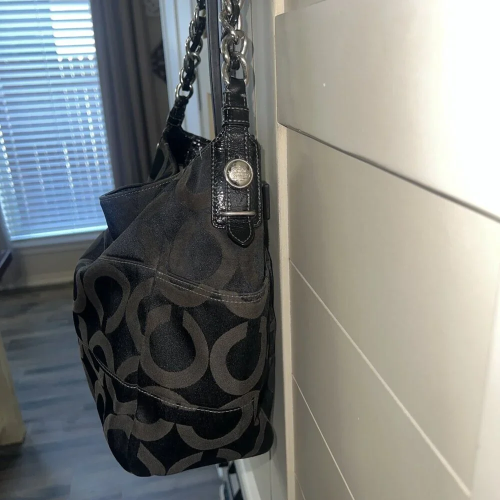 Coach Madison Luxury Designer Logo Tribeca Black Shoulder Hobo Bag 14127